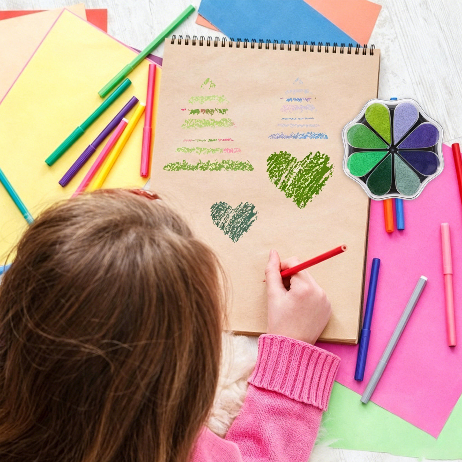Art And Craft For Nursery - クラフト用インクパッド。コンパクトなデザインで、多色スタンプと組み合わせて、DIYプロジェクト、壁飾り、子供部屋の装飾に最適。